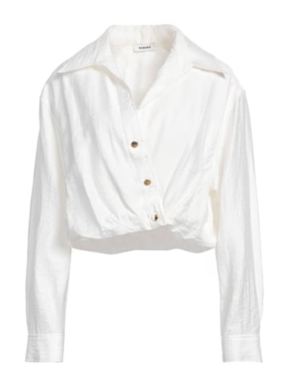 Sandro Woven White Long Sleeve Shirt
